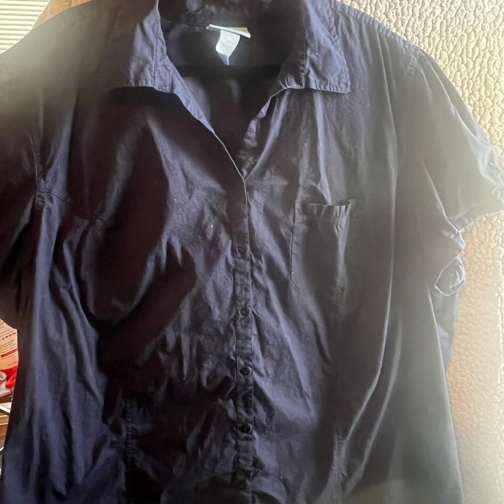 Liz&Me navy short sleeved blouse 4x/30/32w